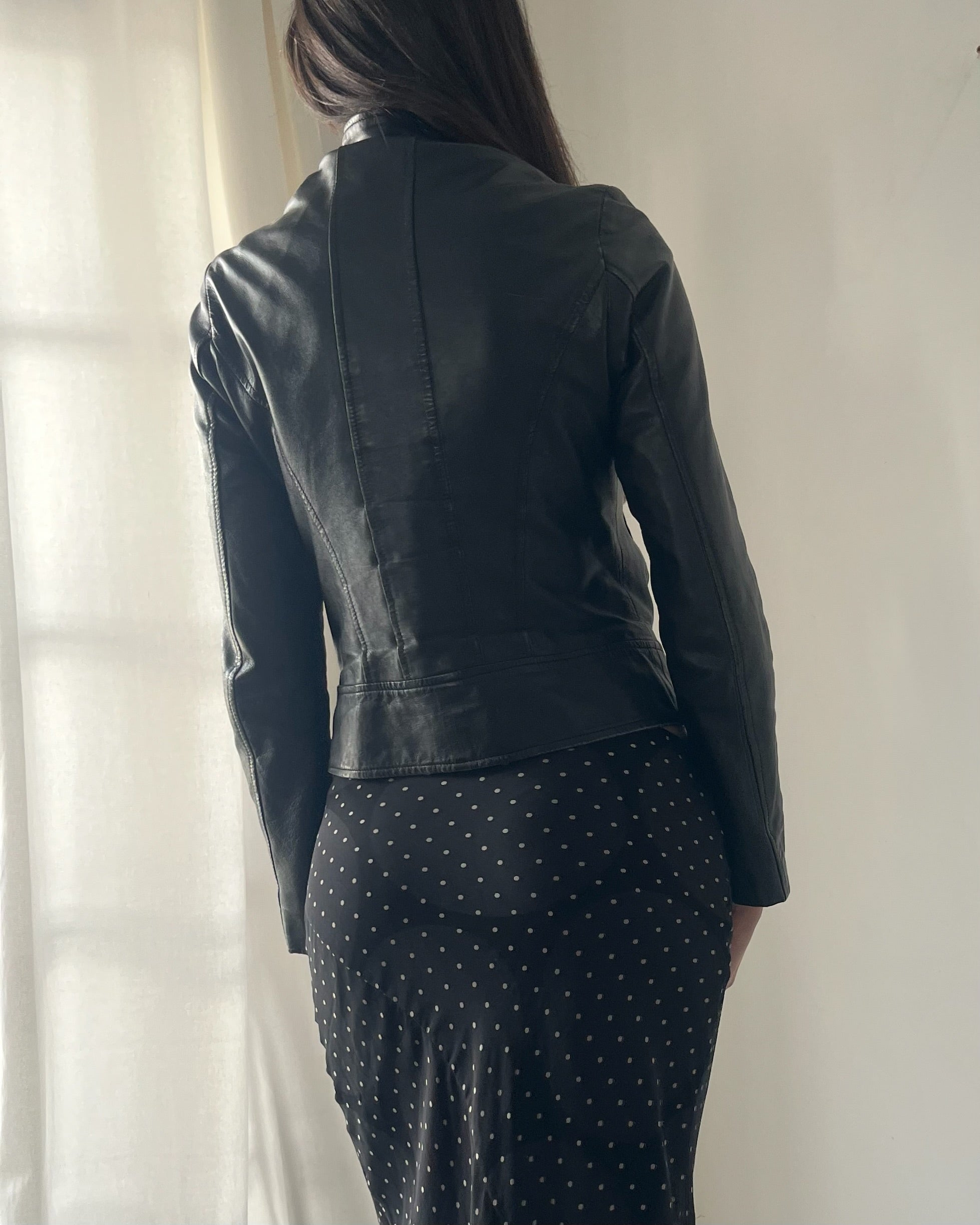 2000s black leather moto jacket
