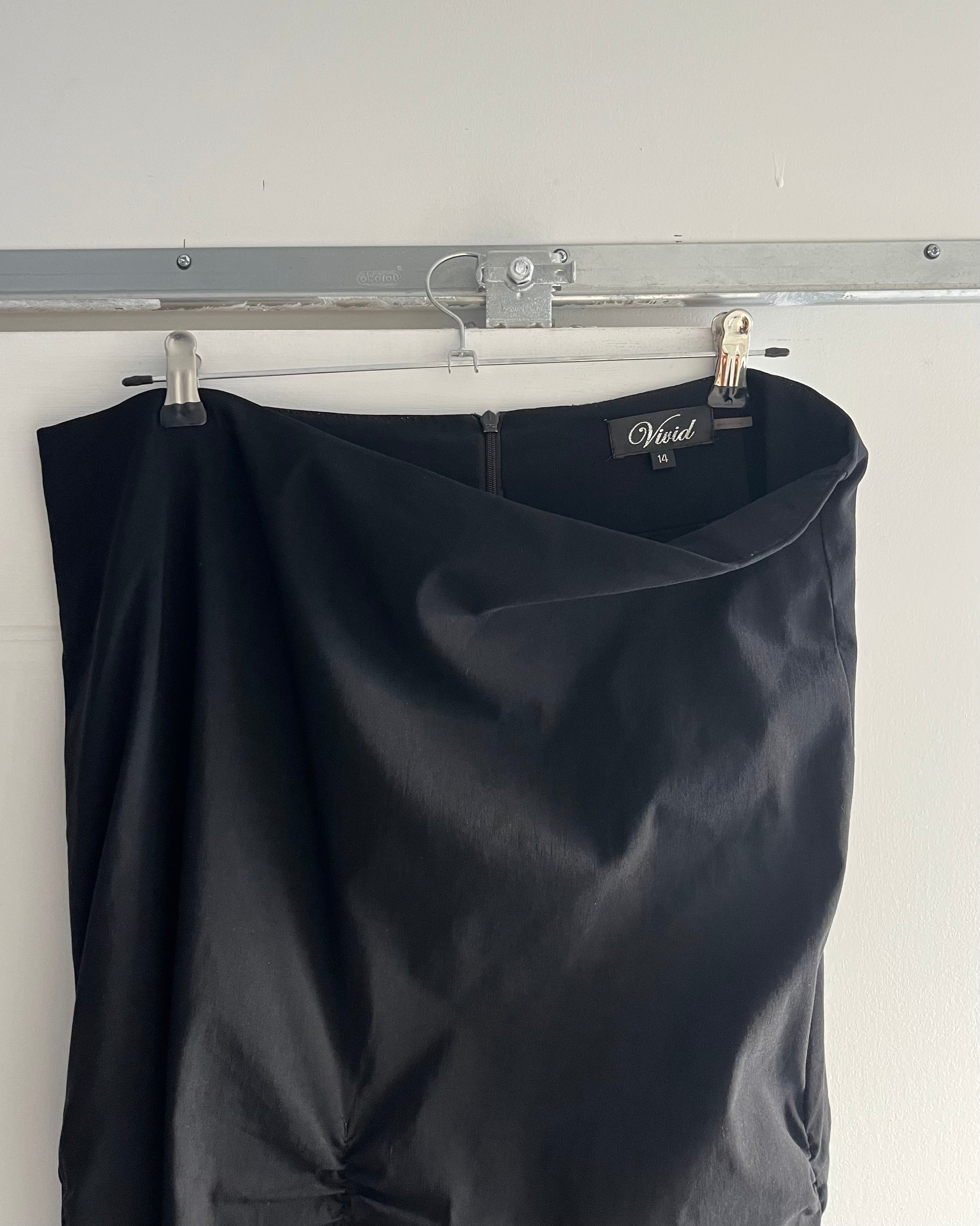 2000s ruched layered midi skirt