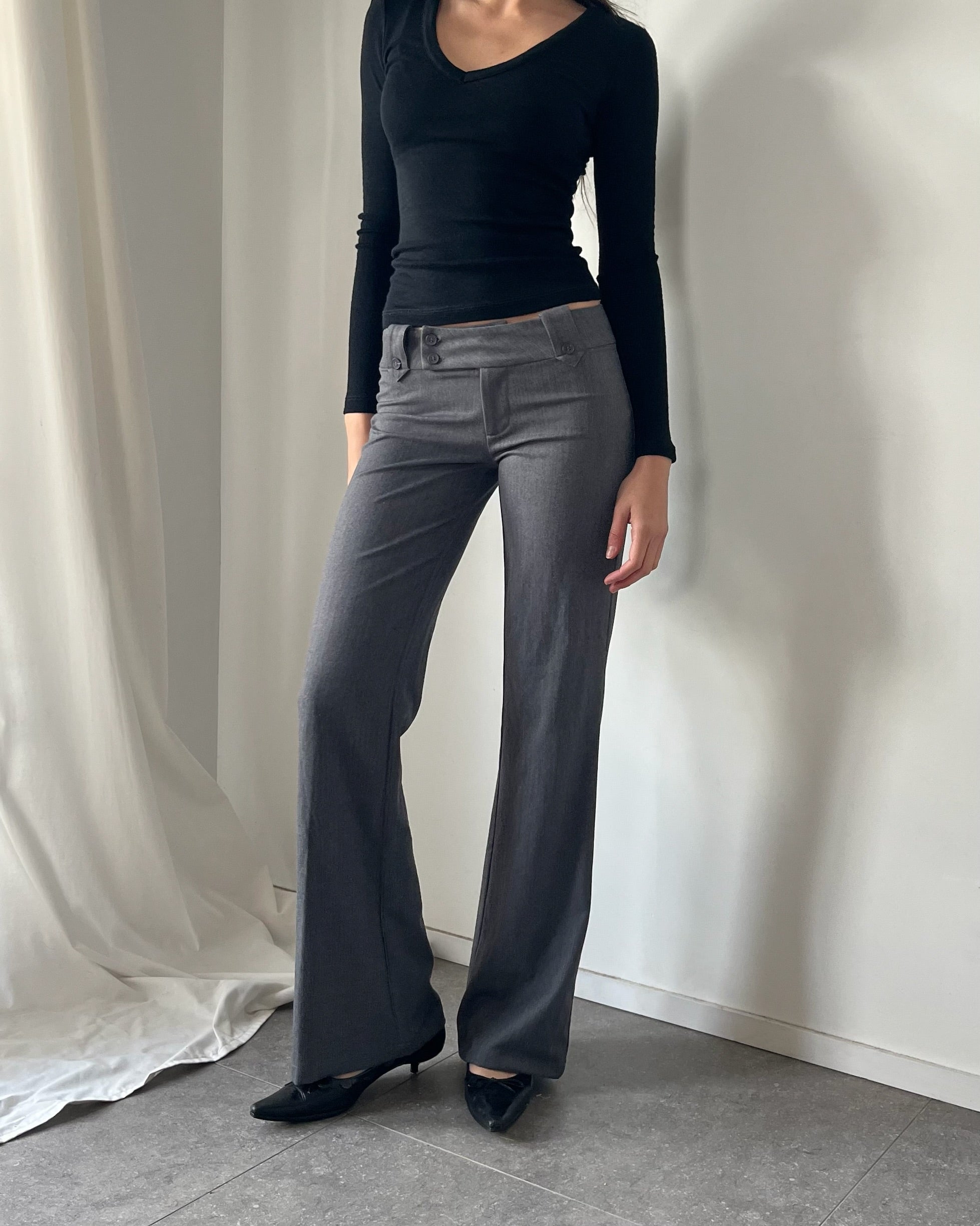 2000s grey flared suit trousers
