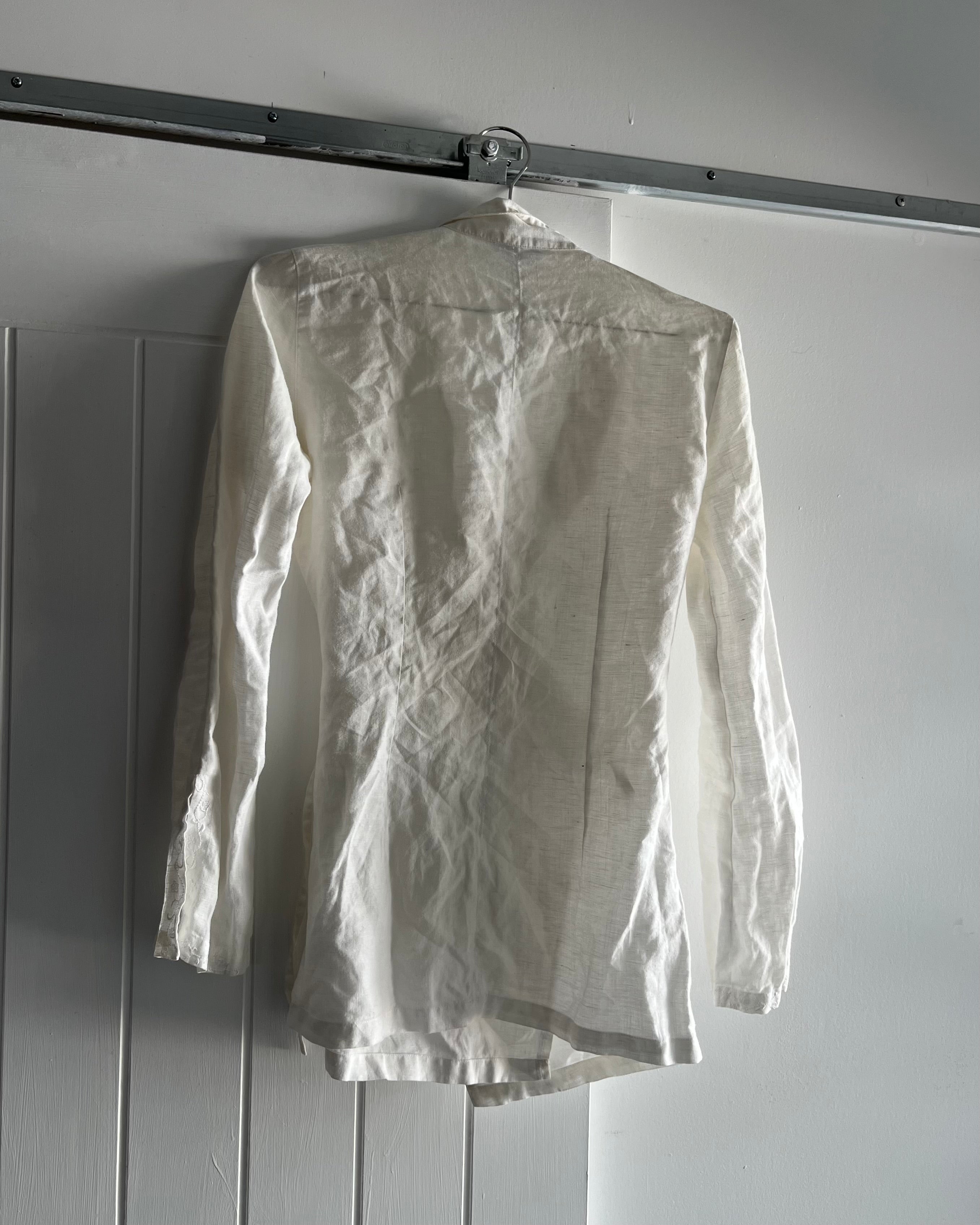 90s white wrap blouse top
